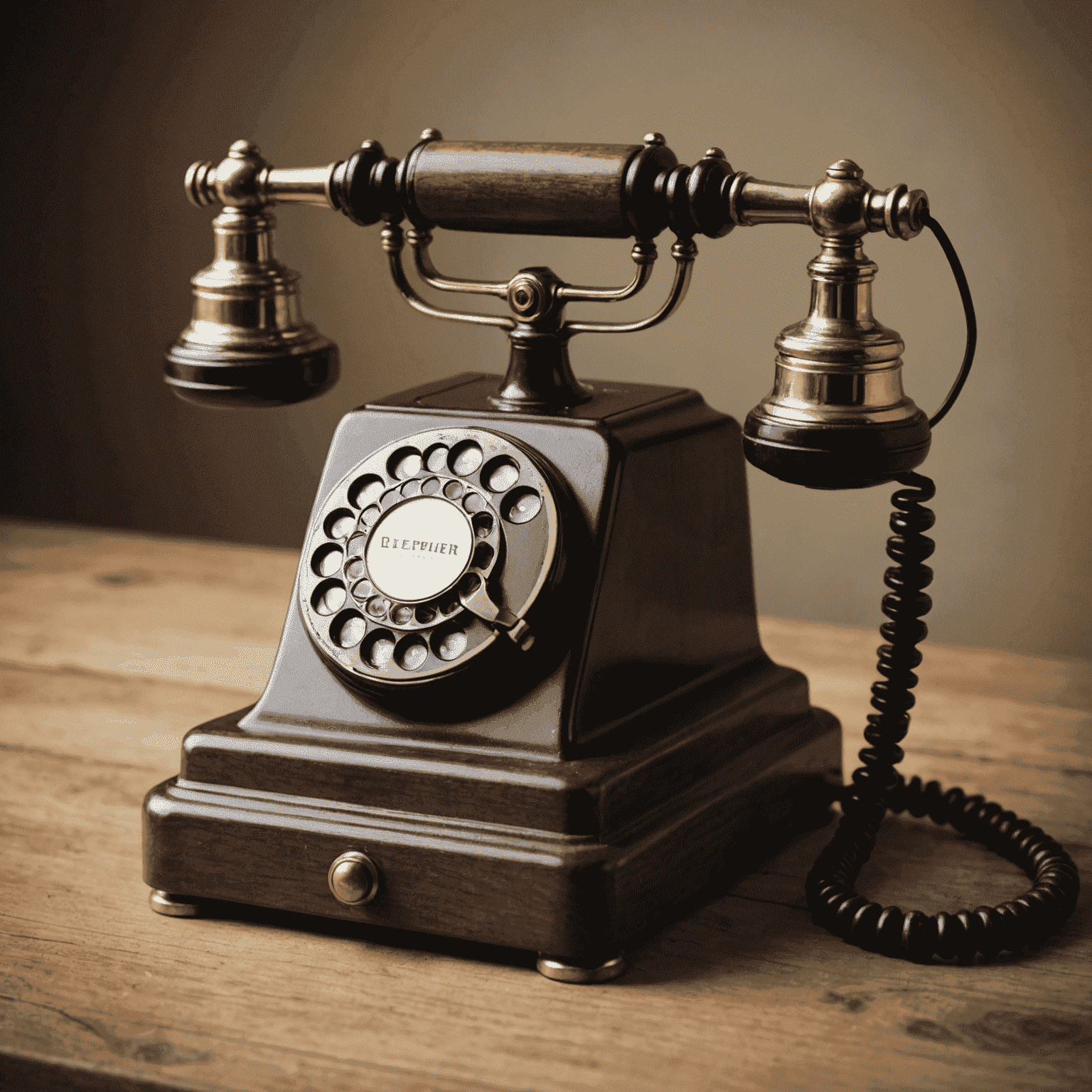 A vintage telephone with a rotary dial, symbolizing the revolutionary voice communication technology that changed business and society in the early 20th century.